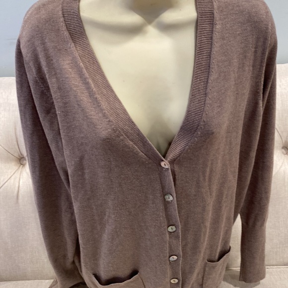 CHELSEA & THEODORE button down soft knit jacket cardigan with pockets long sz XL - Picture 5 of 16